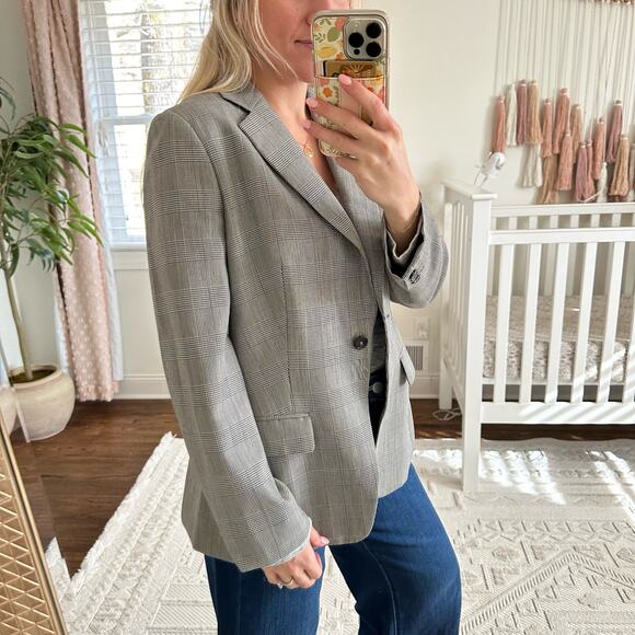 Brooks Brothers Stellita Fit Wool Houndstooth Blazer Black/White $498 - Picture 2 of 8